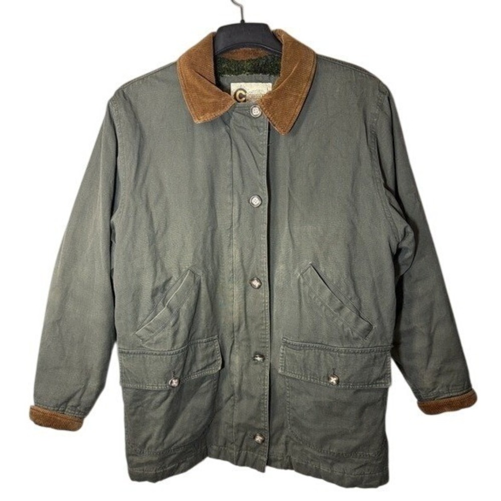 Colebrook & Co Barn Jacket Men's Olive Green Corduroy Trim Field Barn Coat L